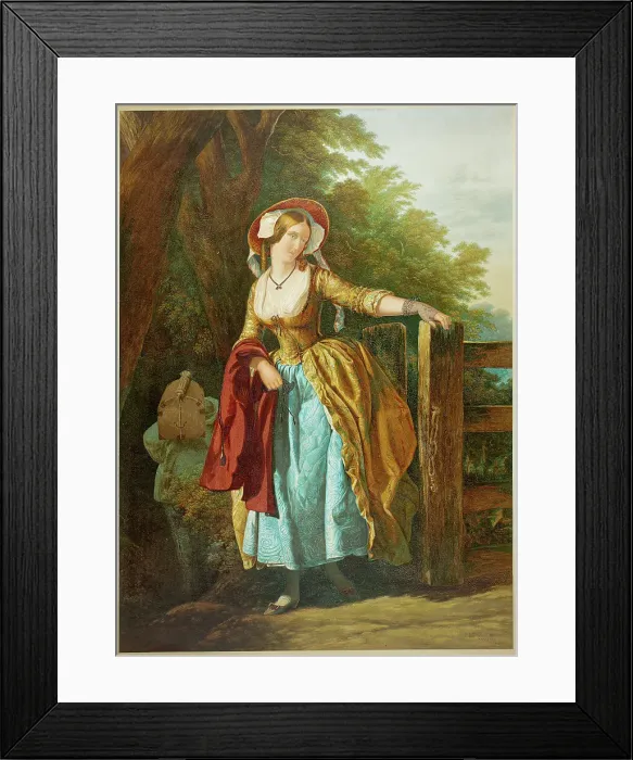 Framed Print : The Parting Look (with Man and Box), 1858. Creator: George Baxter Framed Print : The Parting Look (with Man and Box), 1858. Creator: George Baxter