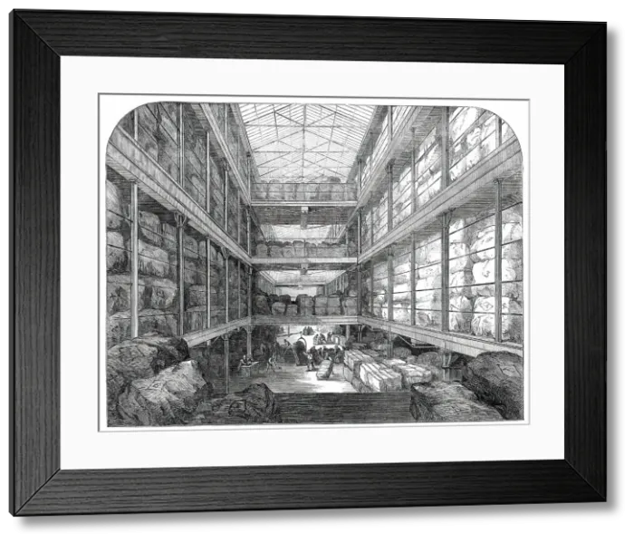 Framed Print : The Great Wool-Floor at the London Docks, 1850. Creator: Unknown Framed Print : The Great Wool-Floor at the London Docks, 1850. Creator: Unknown