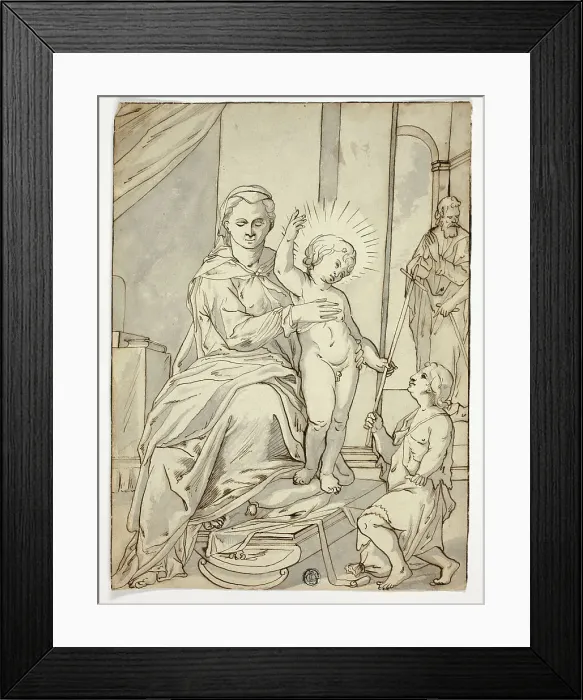 Framed Print : Holy Family with the Infant Saint John the Baptist, n.d. Creator: Unknown Framed Print : Holy Family with the Infant Saint John the Baptist, n.d. Creator: Unknown