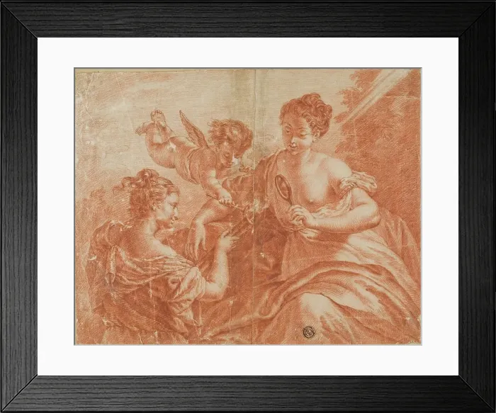 Framed Print : Cupid and Two Women Lighting a Torch, n.d. Creator: Unknown Framed Print : Cupid and Two Women Lighting a Torch, n.d. Creator: Unknown