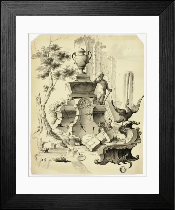Framed Print : Rococo Tomb in Ruins, 18th century. Creator: Unknown Framed Print : Rococo Tomb in Ruins, 18th century. Creator: Unknown