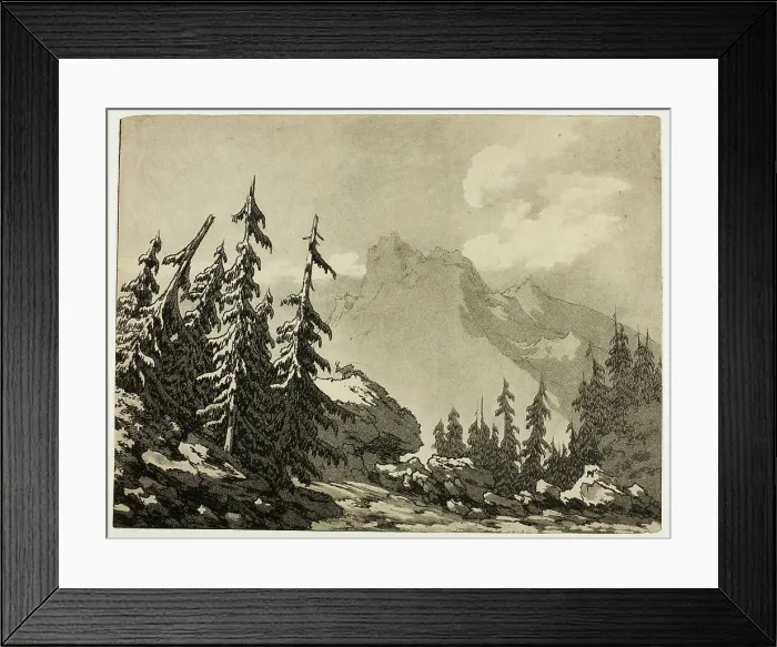 Framed Print : Pine Trees in the Mountains, 1789. Creator: John Robert Cozens Framed Print : Pine Trees in the Mountains, 1789. Creator: John Robert Cozens