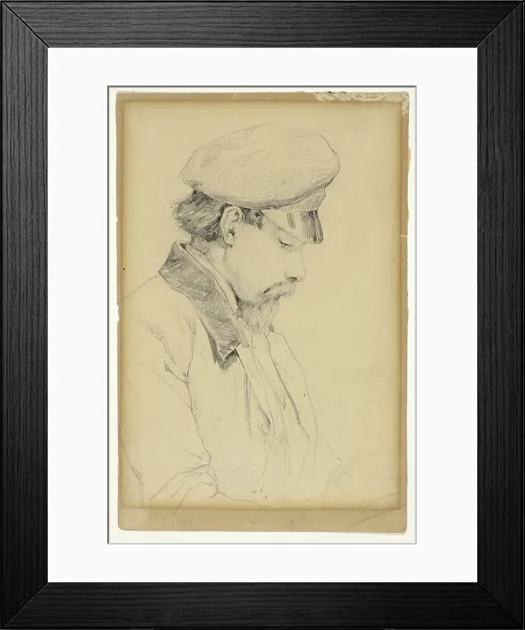 Framed Print : Profile Portrait of a Man Wearing a Cap, n.d. Creator: Unknown Framed Print : Profile Portrait of a Man Wearing a Cap, n.d. Creator: Unknown