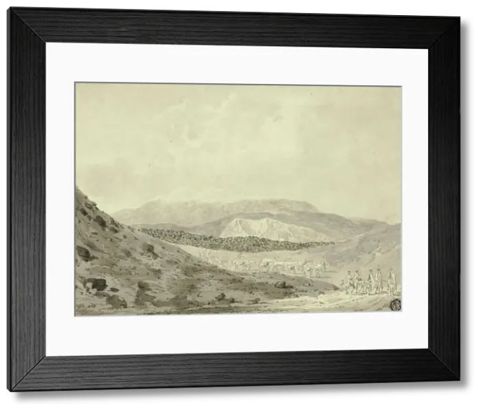 Framed Print : Expedition Party in Icelandic Landscape, 1772. Creator: John Cleveley the Younger