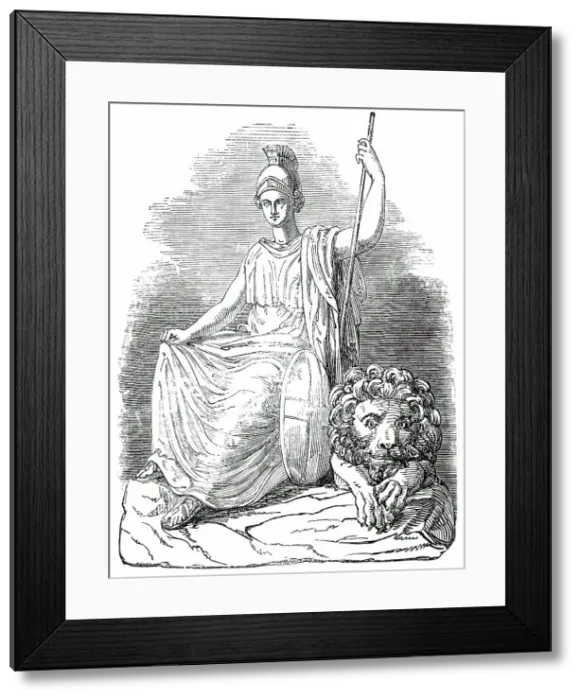 Framed Print : Sculpture of the New Front of Buckingham Palace - Centre, 1850. Creator: Unknown Framed Print : Sculpture of the New Front of Buckingham Palace - Centre, 1850. Creator: Unknown