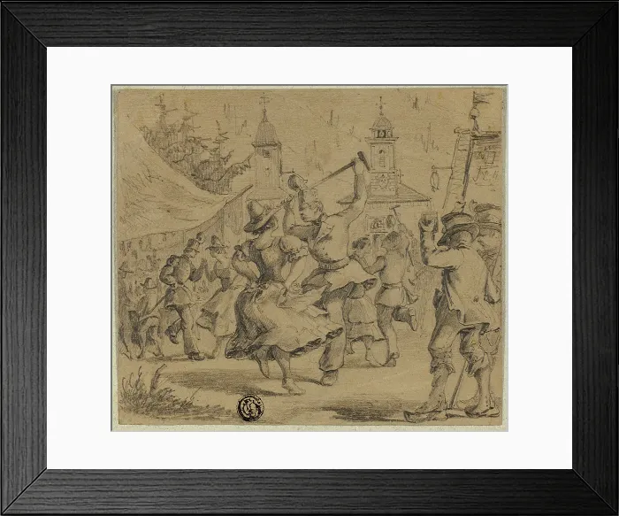 Framed Print : Women and Soldiers Dancing in Village Square, n.d. Creator: Unknown Framed Print : Women and Soldiers Dancing in Village Square, n.d. Creator: Unknown