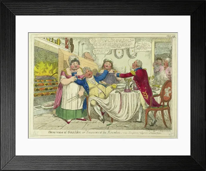 Framed Print : Beauties of Grease [altered to] Greece — or — Luxuries of the Kremlin. Vide Brighton Vagaries... c. Creator: Isaac Robert Cruikshank