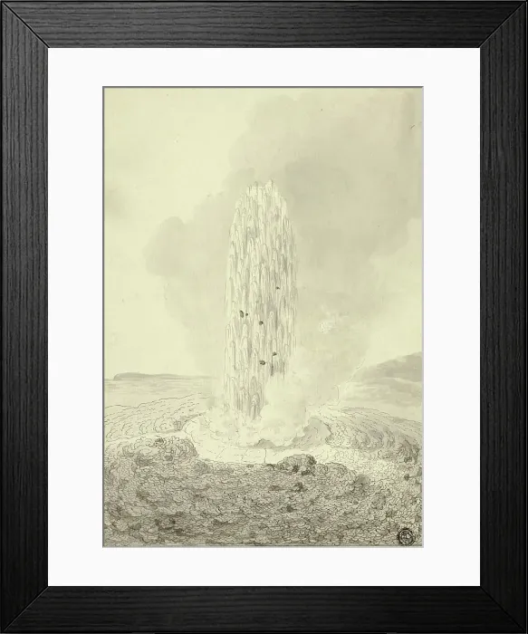 Framed Print : Geyser, Iceland, 1772. Creator: John Cleveley the Younger Framed Print : Geyser, Iceland, 1772. Creator: John Cleveley the Younger