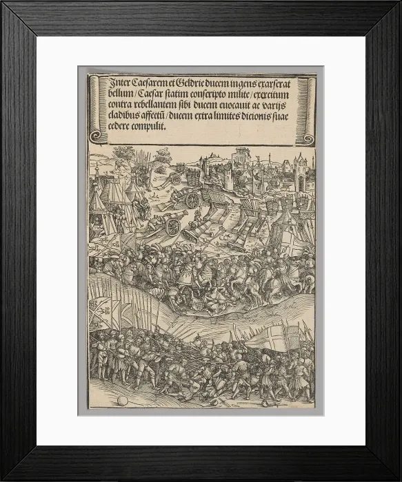 Framed Print : War with Guelders, plate 5 from Historical Scenes from the Life of Emperor... printed c. 1520. Creator: Wolf Traut Framed Print : War with Guelders, plate 5 from Historical Scenes from the Life of Emperor... printed c. 1520. Creator: Wolf Traut