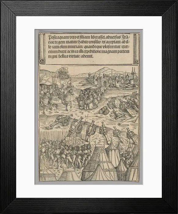 Framed Print : Capitulation of a French City, plate 12 from Historical Scenes from the Life... printed c. 1520. Creator: Wolf Traut Framed Print : Capitulation of a French City, plate 12 from Historical Scenes from the Life... printed c. 1520. Creator: Wolf Traut
