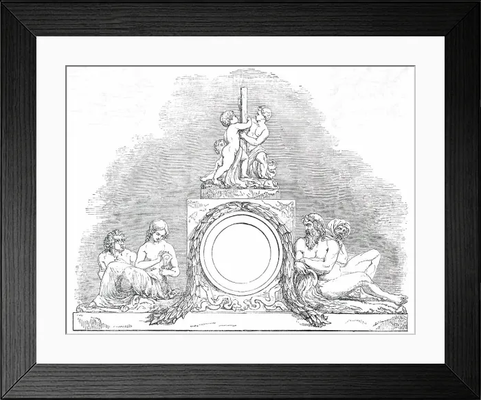 Framed Print : Sculpture of the New Front of Buckingham Palace - Northern Wing, 1850. Creator: Unknown Framed Print : Sculpture of the New Front of Buckingham Palace - Northern Wing, 1850. Creator: Unknown