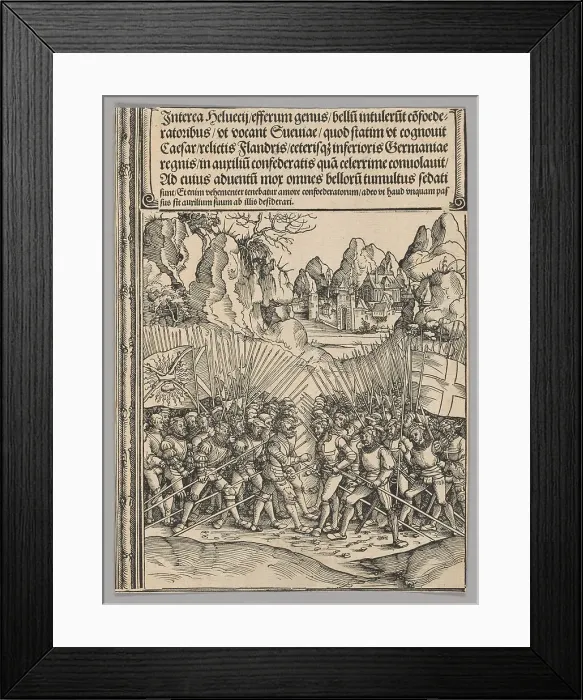 Framed Print : Swiss War, plate 16 from Historical Scenes from the Life of Emperor... printed c. 1520. Creator: Wolf Traut Framed Print : Swiss War, plate 16 from Historical Scenes from the Life of Emperor... printed c. 1520. Creator: Wolf Traut