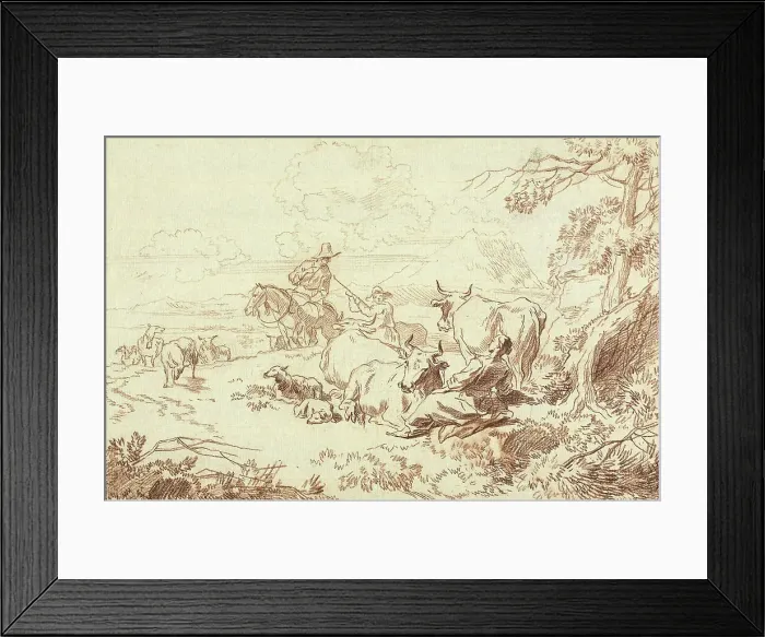 Framed Print : Cattle and Sheep with Shepherds and Shepherdess, n.d. Creator: Abraham Jansz Begeyn Framed Print : Cattle and Sheep with Shepherds and Shepherdess, n.d. Creator: Abraham Jansz Begeyn