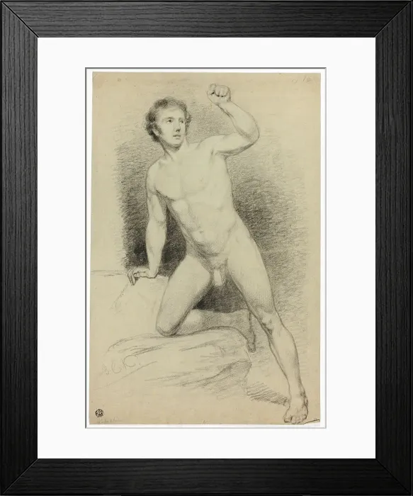 Framed Print : Academic Male Nude Leaning on Platform, n.d. Creator: Barend Cornelis Koekkoek Framed Print : Academic Male Nude Leaning on Platform, n.d. Creator: Barend Cornelis Koekkoek