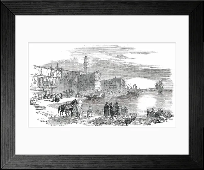 Framed Print : Diorama of the Route of the Overland Mail to India - Leaving Suez, 1850. Creator: Unknown Framed Print : Diorama of the Route of the Overland Mail to India - Leaving Suez, 1850. Creator: Unknown