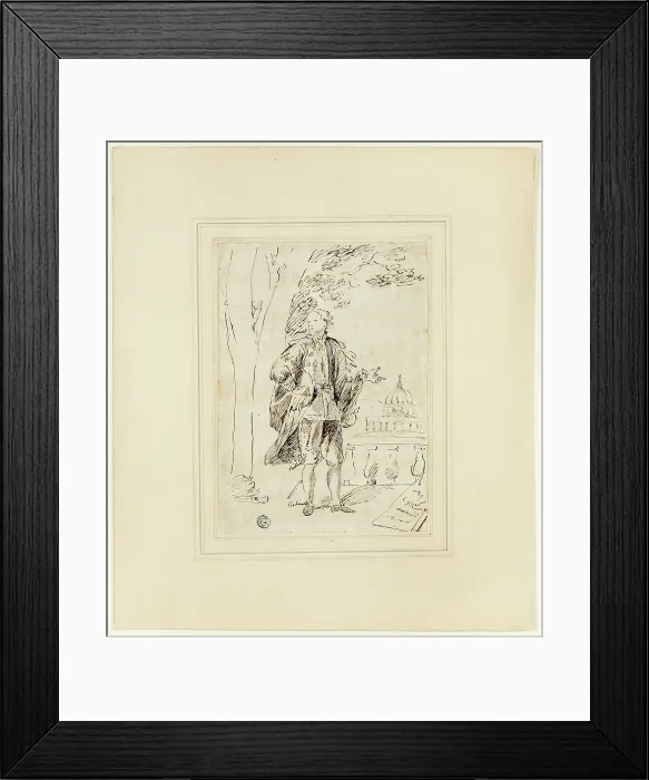 Framed Print : Full Length Portrait of a Man Standing near Balustrade, c. 1737. Creator: John Vanderbank Framed Print : Full Length Portrait of a Man Standing near Balustrade, c. 1737. Creator: John Vanderbank
