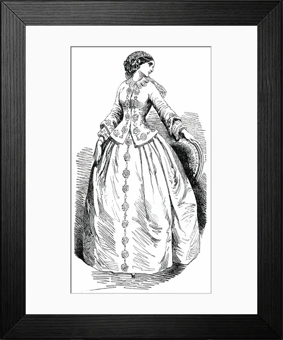 Framed Print : Paris Fashions for September - Toilette d'Interieur, 1850. Creator: Unknown Framed Print : Paris Fashions for September - Toilette d'Interieur, 1850. Creator: Unknown