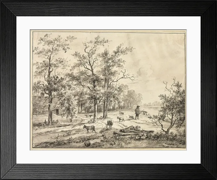 Framed Print : Goatherd and Goats, n.d. Creator: Bruno van Straaten Framed Print : Goatherd and Goats, n.d. Creator: Bruno van Straaten