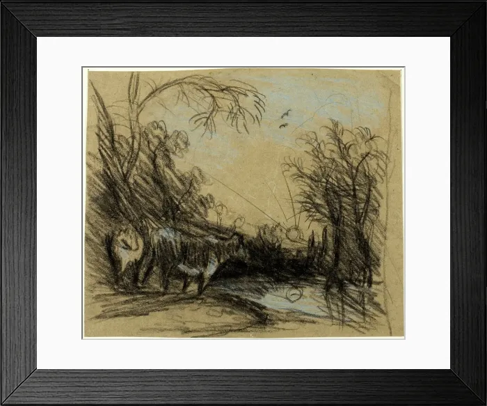 Framed Print : Landscape with Cows, n.d. Creator: John Constable Framed Print : Landscape with Cows, n.d. Creator: John Constable
