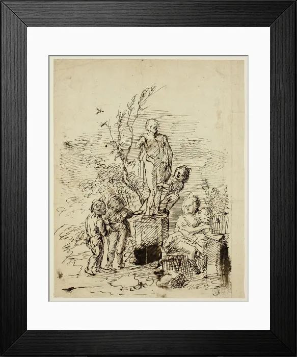 Framed Print : Children Playing near Statue in Garden, 1714 / 39. Creator: John Vanderbank Framed Print : Children Playing near Statue in Garden, 1714 / 39. Creator: John Vanderbank