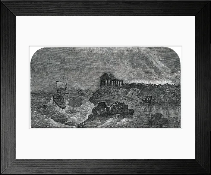 Framed Print : The Cyclorama - the Great Earthquake at Lisbon, 1850. Creator: Unknown Framed Print : The Cyclorama - the Great Earthquake at Lisbon, 1850. Creator: Unknown
