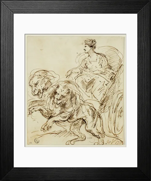 Framed Print : Cybele on Chariot Drawn by Lions, 1738. Creator: John Vanderbank Framed Print : Cybele on Chariot Drawn by Lions, 1738. Creator: John Vanderbank