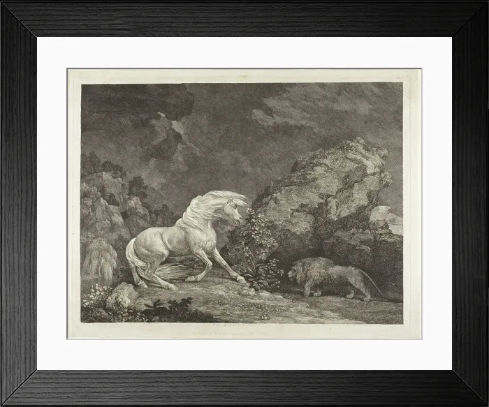 Framed Print : A Horse Frightened by a Lion, 1777. Creator: George Stubbs Framed Print : A Horse Frightened by a Lion, 1777. Creator: George Stubbs