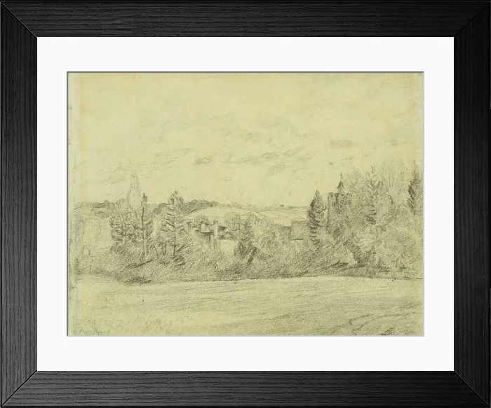 Framed Print : Binfield Rectory and Church, Berkshire, 1816. Creator: John Constable Framed Print : Binfield Rectory and Church, Berkshire, 1816. Creator: John Constable