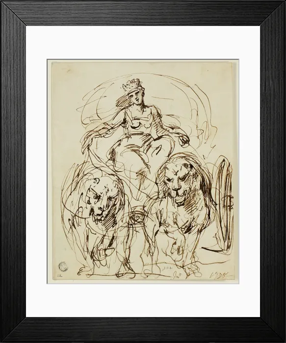 Framed Print : Cybele on Chariot Drawn by Lions, 1738. Creator: John Vanderbank Framed Print : Cybele on Chariot Drawn by Lions, 1738. Creator: John Vanderbank