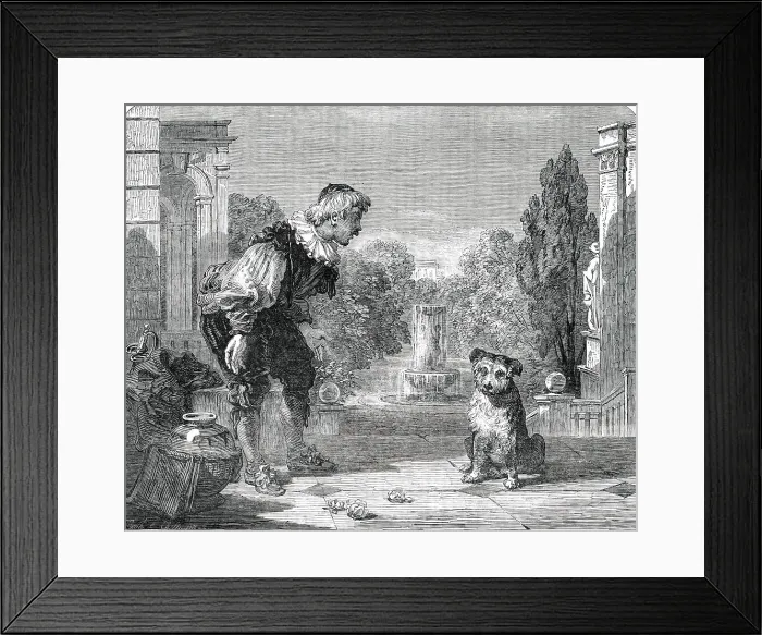 Framed Print : Lance Reproving his Dog - left unfinished by the late Sir A. W. Calcott... 1850. Creator: Unknown Framed Print : Lance Reproving his Dog - left unfinished by the late Sir A. W. Calcott... 1850. Creator: Unknown