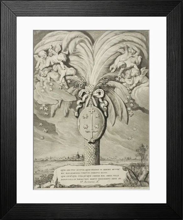 Framed Print : Coat of Arms of Haarlem, end page to Counts and Countesses of Holland, Zeeland... 1650. Creator: Cornelis de Visscher Framed Print : Coat of Arms of Haarlem, end page to Counts and Countesses of Holland, Zeeland... 1650. Creator: Cornelis de Visscher