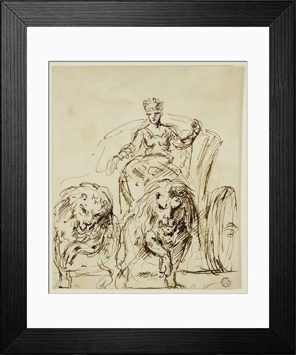 Framed Print : Cybele on Chariot Drawn by Lions, c. 1738. Creator: John Vanderbank Framed Print : Cybele on Chariot Drawn by Lions, c. 1738. Creator: John Vanderbank
