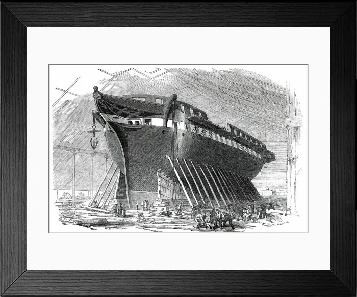 Framed Print : H.M. 50-Gun Frigate Nankin, to be launched this day, Saturday, 1850. Creator: Unknown. H.M. 50-Gun Frigate Nankin, to be launched this day, Saturday, 1850. Creator: Unknown Framed Print : H.M. 50-Gun Frigate Nankin, to be launched this day, Saturday, 1850. Creator: Unknown. H.M. 50-Gun Frigate Nankin, to be launched this day, Saturday, 1850. Creator: Unknown