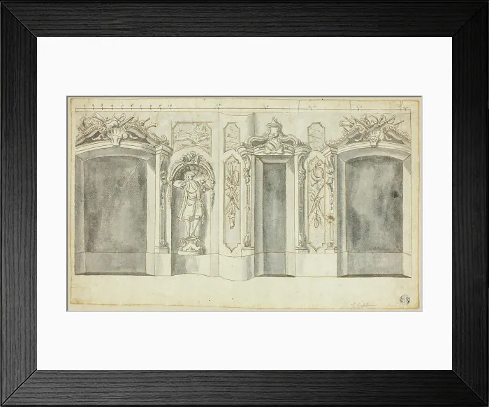 Framed Print : Wall with Hunting Designs, n.d. Creator: Grinling Gibbons Framed Print : Wall with Hunting Designs, n.d. Creator: Grinling Gibbons