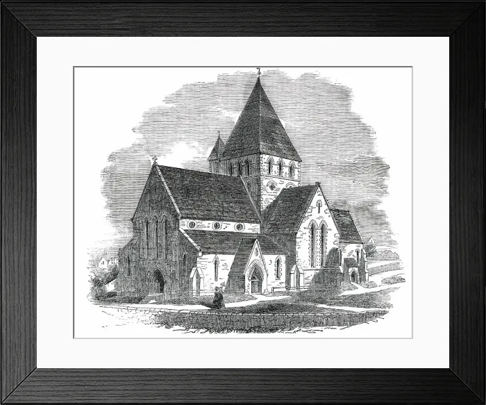 Framed Print : New Church of St. Ann, in the Isle of Alderney, 1850. Creator: Unknown Framed Print : New Church of St. Ann, in the Isle of Alderney, 1850. Creator: Unknown