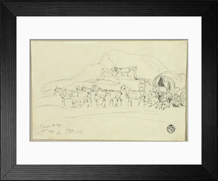 Framed Print : Wagon with Eight Horses Being Hitched, n.d. Creator: John Ward I Framed Print : Wagon with Eight Horses Being Hitched, n.d. Creator: John Ward I