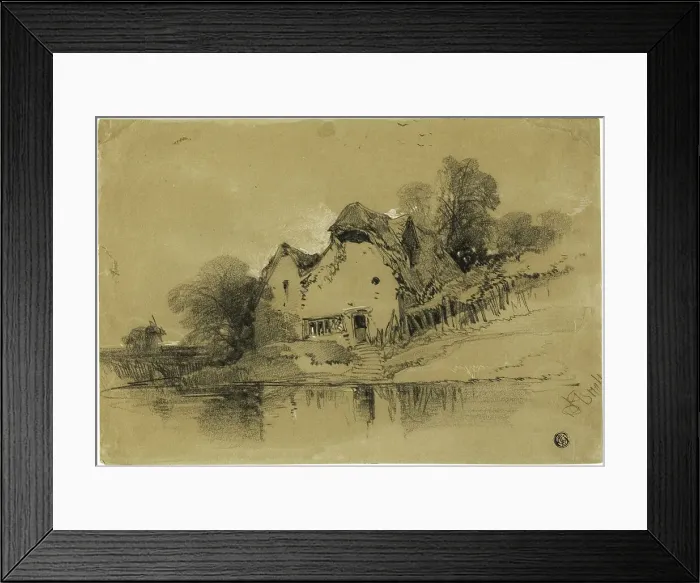 Framed Print : Cottage on Edge of Canal, c. 1840. Creator: Henry Bright Framed Print : Cottage on Edge of Canal, c. 1840. Creator: Henry Bright