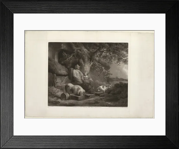 Framed Print : Peasant and Pigs, 1803. Creator: John Raphael Smith Framed Print : Peasant and Pigs, 1803. Creator: John Raphael Smith
