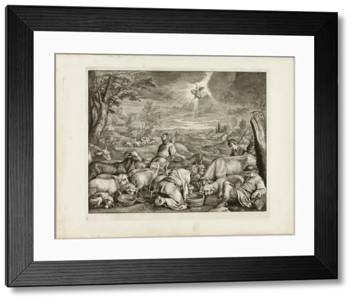 Framed Print : Angel Speeding Abraham, n.d. Creator: Cornelis de Visscher Framed Print : Angel Speeding Abraham, n.d. Creator: Cornelis de Visscher