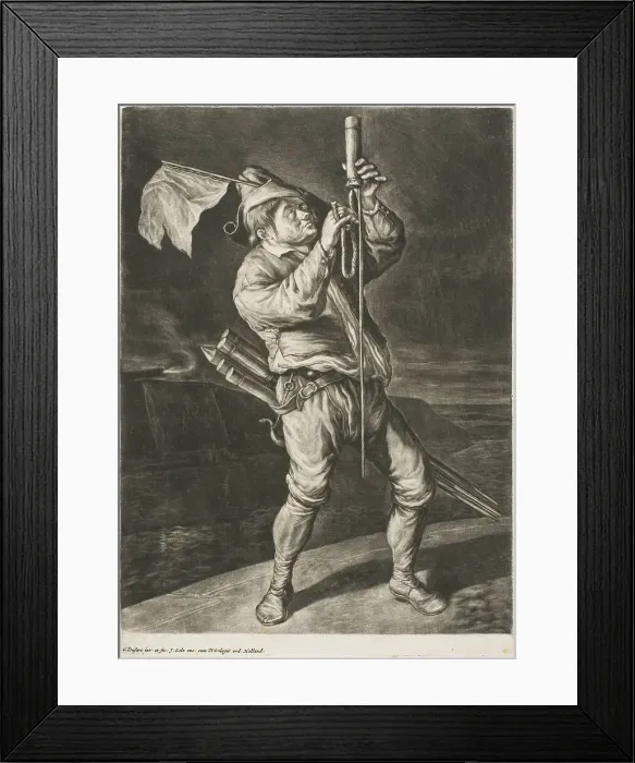 Framed Print : Man Lighting a Rocket, also called Peace is Better than a Victory, from Communia... 1695. Creator: Cornelis Dusart Framed Print : Man Lighting a Rocket, also called Peace is Better than a Victory, from Communia... 1695. Creator: Cornelis Dusart