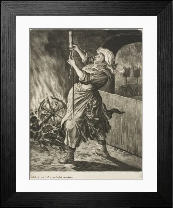 Framed Print : Woman Lighting a Rocket, also called Peace Gets Me Going, from Communia... 1695. Creator: Cornelis Dusart Framed Print : Woman Lighting a Rocket, also called Peace Gets Me Going, from Communia... 1695. Creator: Cornelis Dusart