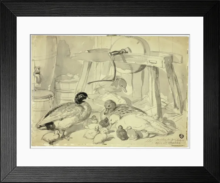 Framed Print : Ducks, Ducklings and Grindstone, n.d. Creator: John Frederick Hering Framed Print : Ducks, Ducklings and Grindstone, n.d. Creator: John Frederick Hering