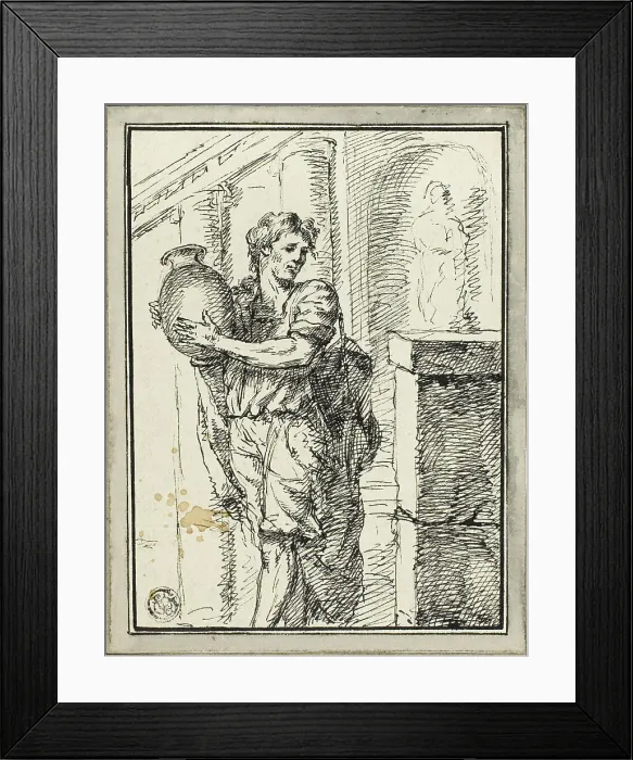 Framed Print : Man Holding Jar, 1785. Creator: David Pierre Giottino Humbert de Superville Framed Print : Man Holding Jar, 1785. Creator: David Pierre Giottino Humbert de Superville