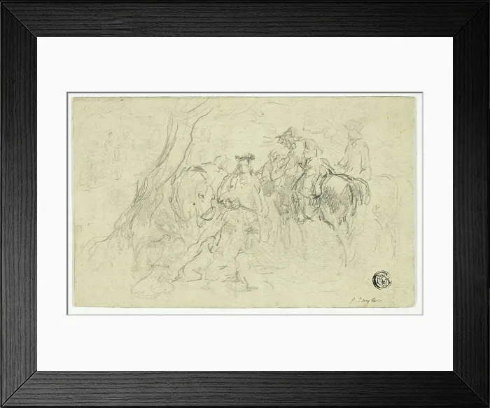Framed Print : Calvarymen Beside Tree, n.d. Creator: John Frederick Tayler Framed Print : Calvarymen Beside Tree, n.d. Creator: John Frederick Tayler