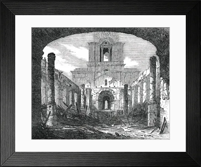 Framed Print : The Ruins [of St. Anne's Church], sketched from the East End, 1850. Creator: Unknown