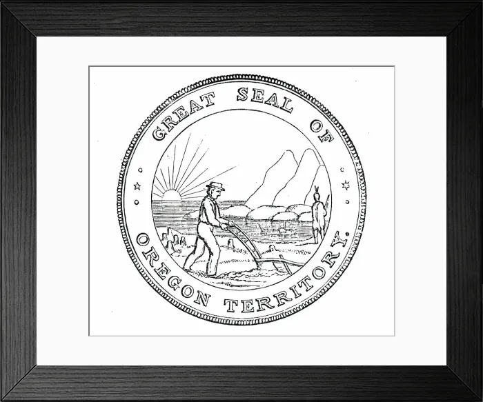 Framed Print : The Great Seal of Oregon, 1850. Creator: Unknown Framed Print : The Great Seal of Oregon, 1850. Creator: Unknown