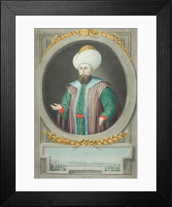 Framed Print : Amurat Kahn I, from Portraits of the Emperors of Turkey, 1815. Creator: John Young Framed Print : Amurat Kahn I, from Portraits of the Emperors of Turkey, 1815. Creator: John Young