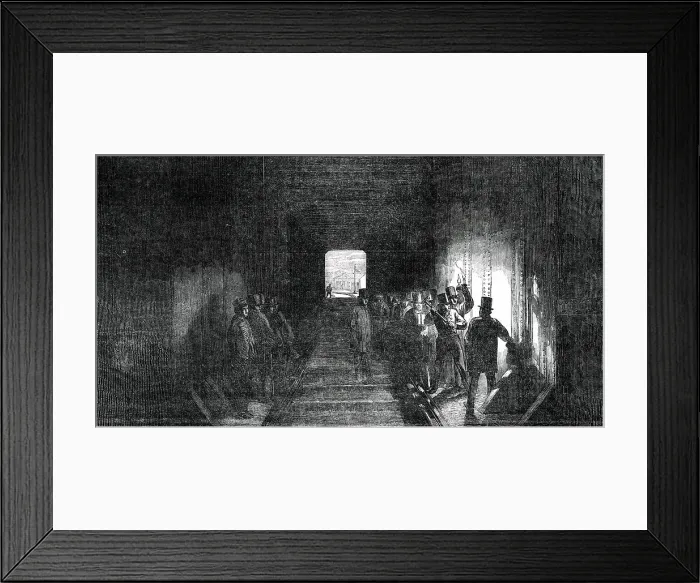 Framed Print : Interior of the Tube - Mr. Stephenson Driving the Last Rivet, 1850. Creator: Unknown Framed Print : Interior of the Tube - Mr. Stephenson Driving the Last Rivet, 1850. Creator: Unknown