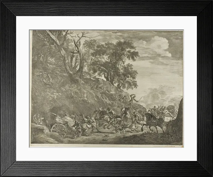Framed Print : Attack on a Convoy, n.d. Creator: Cornelis de Visscher Framed Print : Attack on a Convoy, n.d. Creator: Cornelis de Visscher