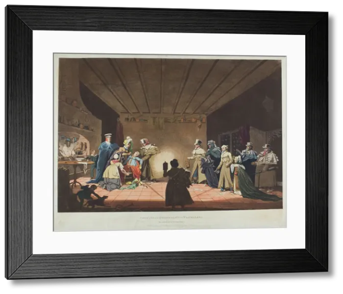 Framed Print : Cottagers Hospitality to Travellers or The Coach Broke Down, published March 27, 1819. Creator: James Pollard Framed Print : Cottagers Hospitality to Travellers or The Coach Broke Down, published March 27, 1819. Creator: James Pollard